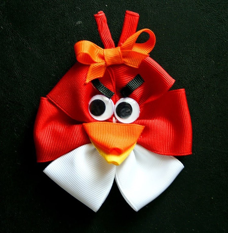 Angry Birds inspired hair bow tutorial (how to make hairbow)