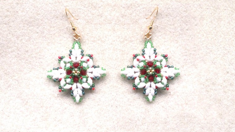 Beading4perfectionists : Christmas earrings with superduo beads beading tutorial