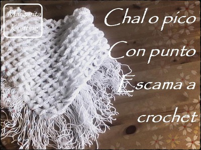Chal o pico a crochet con punto escama (diestro)