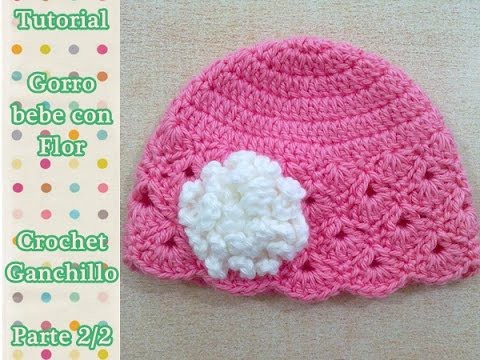 Como Hacer Gorro Bebe Con Flor Crochet Ganchillo 2 2