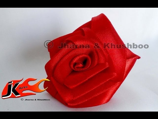 DIY How to make Rose flower from Satin Ribbon -  JK Arts 011