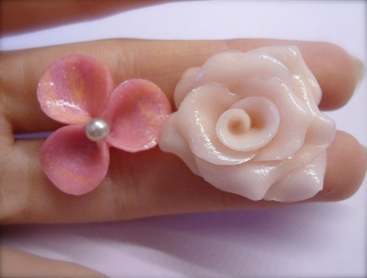 DIY Polymer clay: rose and a little flower. rosa e fiorellino!