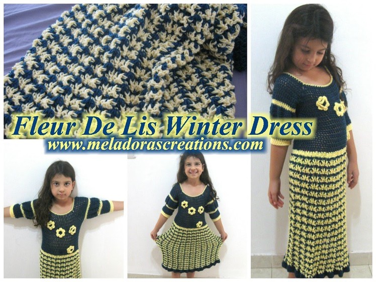 Fleur De Lis Winter Dress - Left Handed Crochet Tutorial
