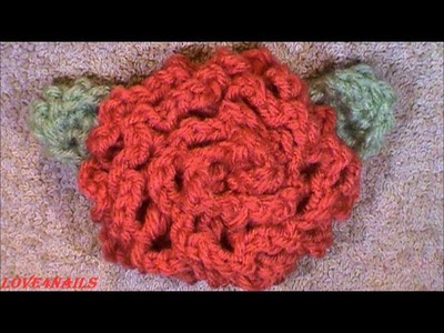 How to Crochet a Rose with Green Leaves