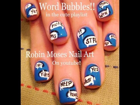 Nail Art Tutorial | Easy Short Nail Art | DIY Word Bubbles Nail Design