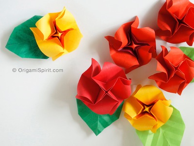 Origami Quickie Rose and Leaf :: Rosa y hoja fácil