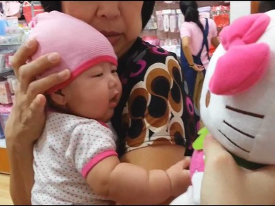Baby Faith meets Hello Kitty Funny!