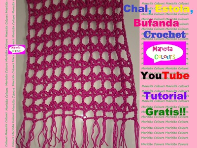 Crochet Chal, Tapado, Estola "Emi" por Maricita Colours Tutorial Gratis!