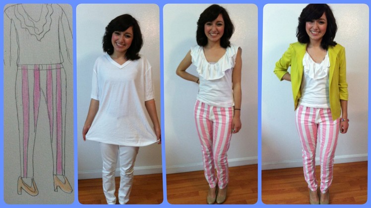 DIY: Turn Basics to a ruffled blouse and striped pants!