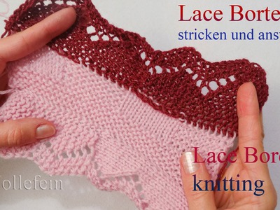 Lace Bordüre stricken und anstricken - Knitting on Lace Border 4