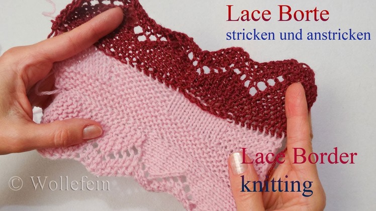 Lace Bordüre stricken und anstricken - Knitting on Lace Border 4