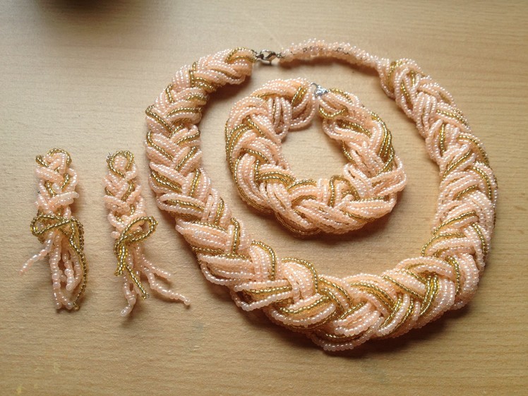 Набор модных украшений "Косичка". Jewellery out of seed beads