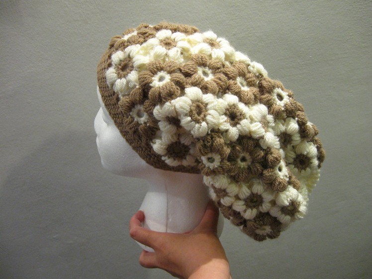 Puff Flower Slouch Hat - Crochet Tutorial