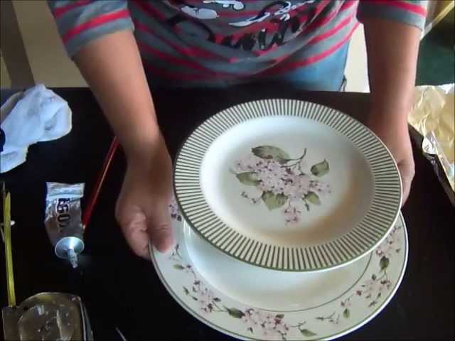 Simple Craft: Dessert Pedestal Tutorial DIY Recycled Dishes & Plates