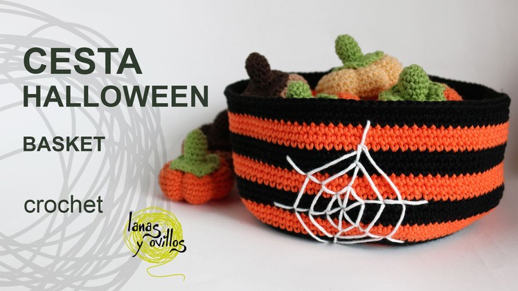 Tutorial Cesta Halloween Crochet o Ganchillo Basket