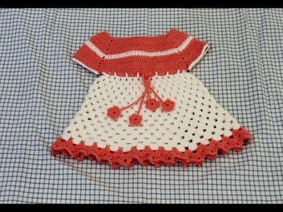 Vestido em crochê infantil para bebê  Parte 2 Crochet dress - Ganchillo Vestido ninã