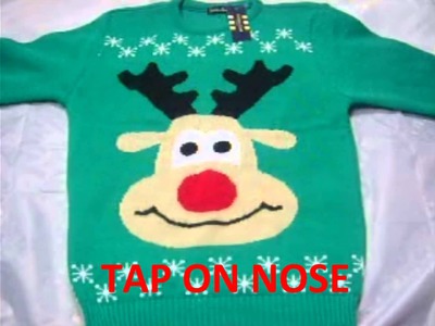 Boys.Girls Christmas.Xmas Reindeer Knitted Jumper.Sweater + flashing LED lights