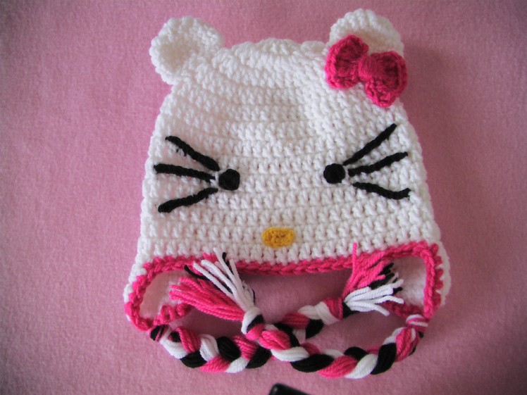 Πλεκτο Σκουφακι Hello Kitty (4o μερος). Hello Kitty Crochet Hat Tutorial (part 4)