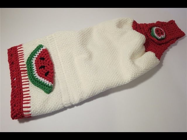 Crochet Decorating Towel Watermelon 1 إضافة الكروشيه للمناشف بطيخ