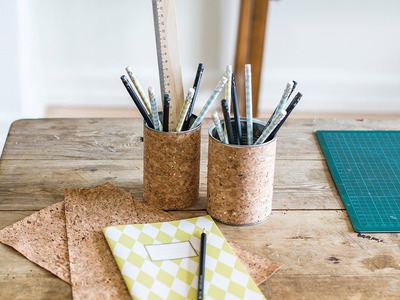 DIY - Create a pencil holder with cork paper