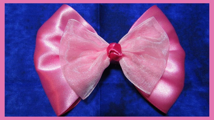 DIY-How to make a Hair Bow No.5 - Free Tutorial - Large 5inch pink ribbon hair bow