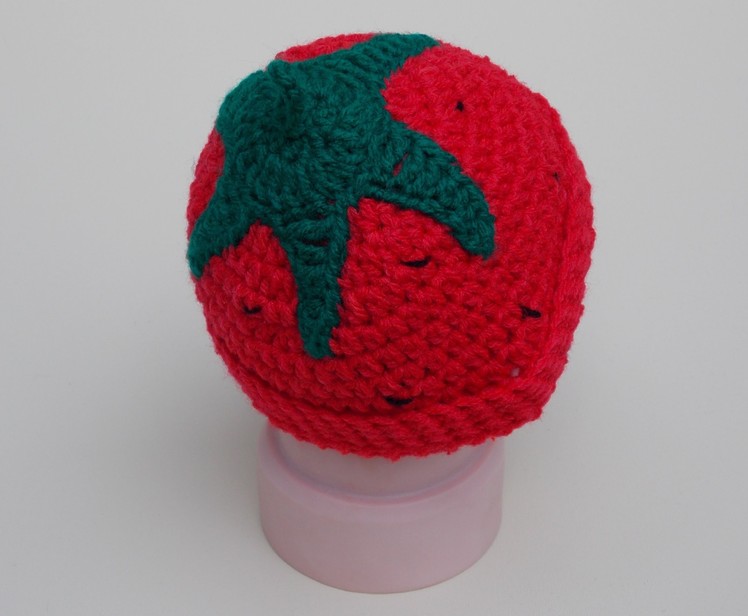 How to Crochet a Strawberry. Tomatoe Beanie to fit Preemie-Adult