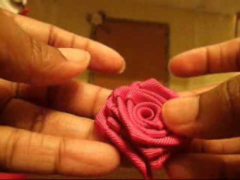 How to Make Ribbon Rose Tutorial #1.wmv
