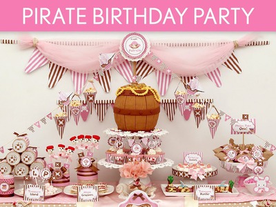 Pirate Birthday Party Ideas. Pirate Girl Pink Brown - B9