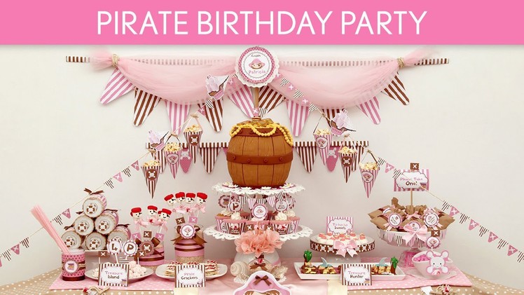 Pirate Birthday Party Ideas. Pirate Girl Pink Brown - B9