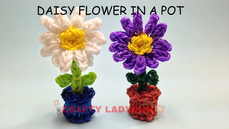 Rainbow Loom 3D DAISY FLOWER IN POT Adv Charm Tutorials by Crafty Ladybug. Wonder Loom, DIY LOOM