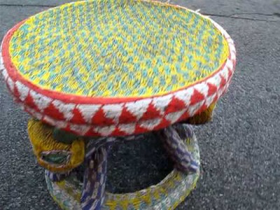 BAMILEKE BEADED STOOL AFRICAN ART TABLE MODERN DANISH beaded