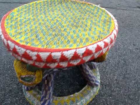 BAMILEKE BEADED STOOL AFRICAN ART TABLE MODERN DANISH beaded