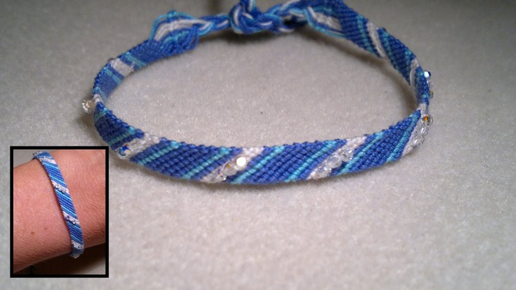 Beading4perfectionists : Micro Macrame friendship bracelet with stripes for beginners tutorial