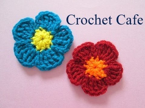 كروشيه وردة بسيطة ب 2 لون | كروشيه كافيه | Crochet Cafe