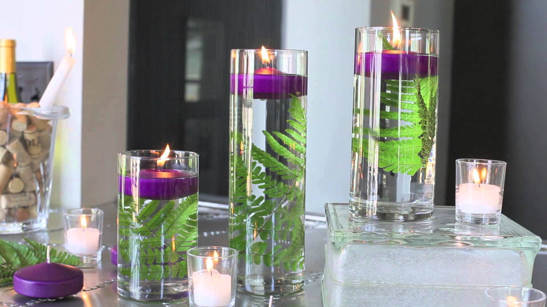 DIY Ideas: Spruce Up Your Space With Purple Floating Candles and Fern!!