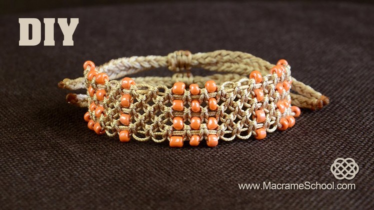 Easy Square Knot Bracelet with Beaded Lines [DIY]