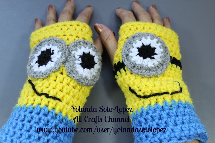 Guantes sin dedos en #Crochet - inspirados por Despicable Me - Minions