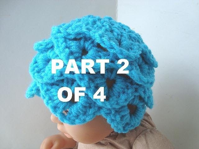 How to crochet a CROCODILE STITCH BABY  HAT, PART 2 OF 4.