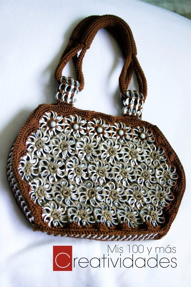How to crochet a handbag with soda pop tabs: "Queta Purse" part 3