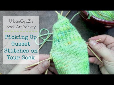 How to Knit Socks: Picking up the gussett stitches