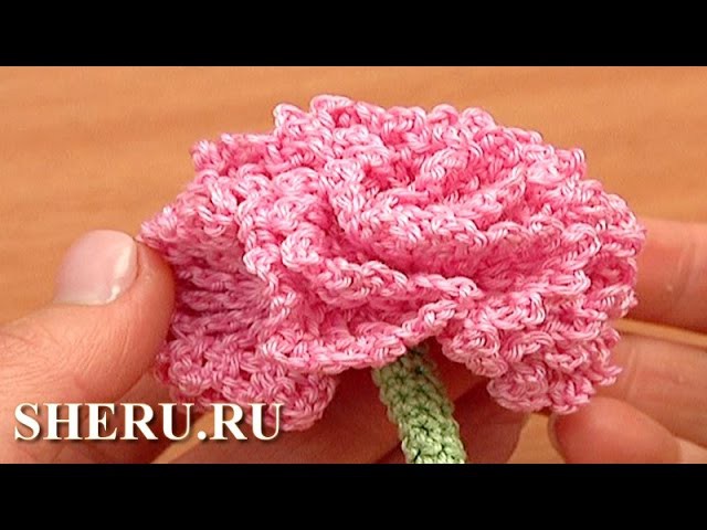 How To Make Crochet Carnation Flower  Урок 77 Гвоздика вязаная крючком