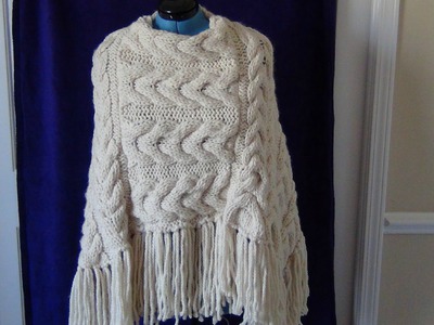 Knitted Cable Tassel Poncho