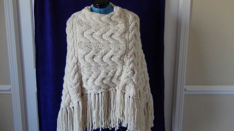 Knitted Cable Tassel Poncho