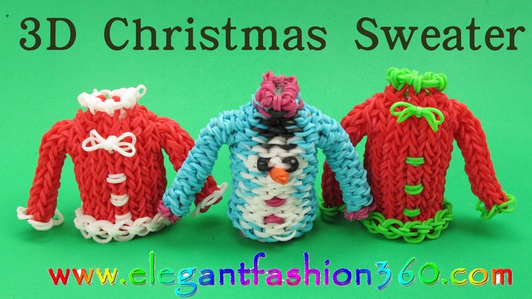 Rainbow Loom Christmas Sweater 3D Charm.Holiday.Ornament How to Loom Bands Tutorial
