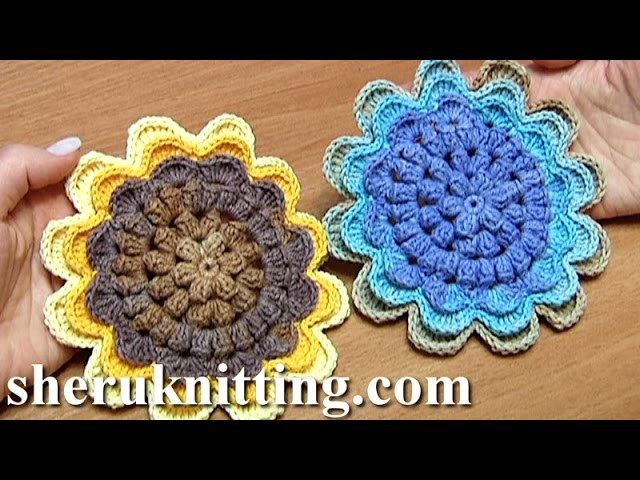 Sunflower Crochet How to Tutorial 48 Part 2 of 2 belle fleur au crochet