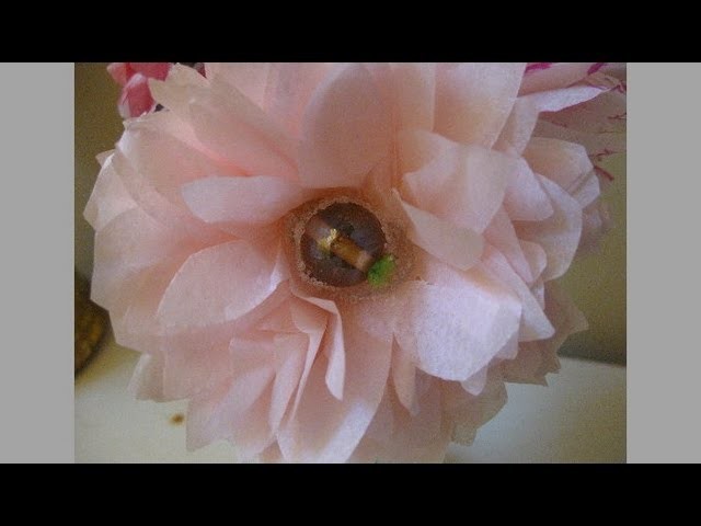 Tissue Paper Flowers with Bead.  Easy and Pretty Decorations!