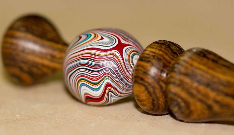 Woodturning Bocote Hairpin with a bead of automotive paint