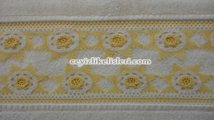 İğne Oyası Çiçekli Havlu Dantel Modeli : Needlework Pattern Floral Lace Towel