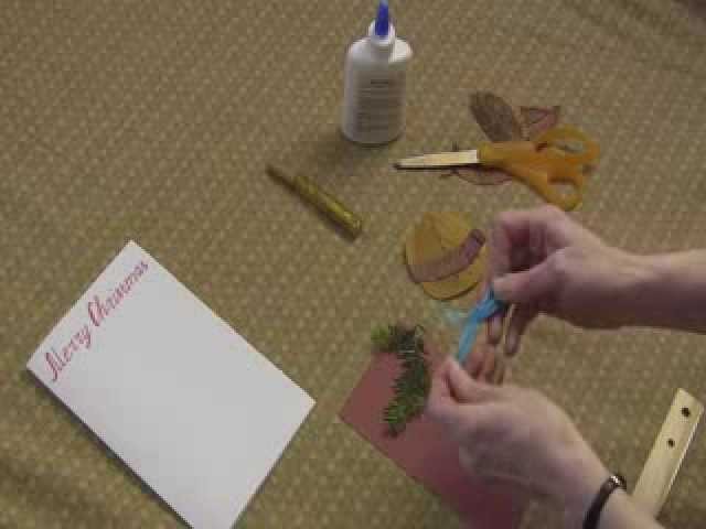 Christmas tree decoration: Art and Crafts for kids: How to make Christmas card with dry leaves