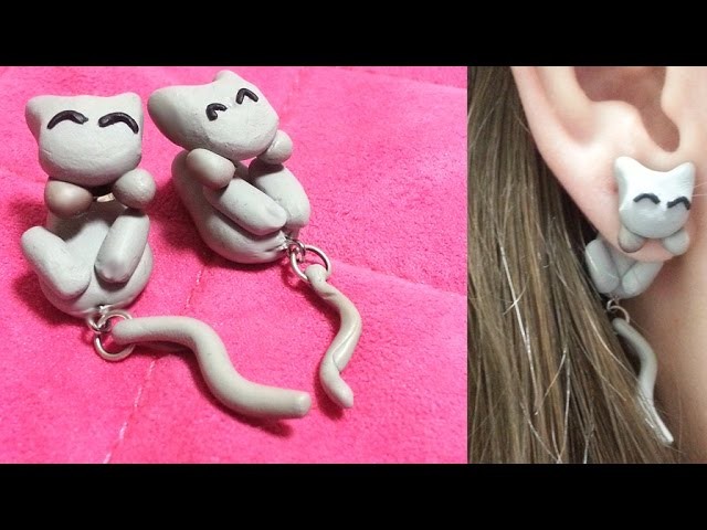 Crafting with YouTubers: Dangling Kitty Earrings Polymer Clay Tutorial Ft Sharla in Japan
